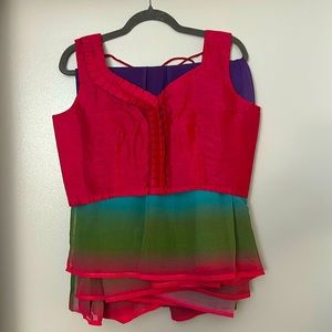 Multicolor Georgette Pre Pleated Saree with Blouse